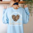 Daycare Provider Teacher Childcare Worker Leopard Heart Fun Women's Sweatshirt Back Print Light Blue