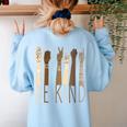 Deaf Be Kind Sign Language Hand Talking Teachers Interpreter Women's Sweatshirt Back Print Light Blue Deaf Be Kind Sign Language Hand Talking Teachers Interpreter Women's Sweatshirt Back Print Light Blue