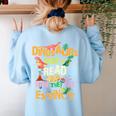 Dinosaurs Didn't Read Now They Are Extinct Reading Teacher Women's Sweatshirt Back Print Light Blue