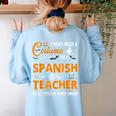 I Don't Need A Costume I'm A Spanish Teacher Halloween Men Women Women's Sweatshirt Back Print Light Blue I Don't Need A Costume I'm A Spanish Teacher Halloween Men Women Women's Sweatshirt Back Print Light Blue