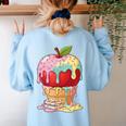 Dripping Apple Ice Cream Cone Cute Teacher Appreciation Women's Sweatshirt Back Print Light Blue Dripping Apple Ice Cream Cone Cute Teacher Appreciation Women's Sweatshirt Back Print Light Blue
