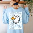 Eagles School Sports Fan Team Spirit Teacher Parent Student Women's Sweatshirt Back Print Light Blue