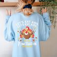 Lets Eat Kids Punctuation Saves Lives Thanksgiving Teacher Women's Sweatshirt Back Print Light Blue Lets Eat Kids Punctuation Saves Lives Thanksgiving Teacher Women's Sweatshirt Back Print Light Blue