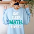 Eat Sleep Math Repeat Math Teacher Men Women Girls Kids Women's Sweatshirt Back Print Light Blue