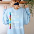 Educar Bilingual Spanish Teacher Women's Sweatshirt Back Print Light Blue
