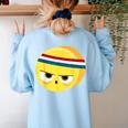 The Eggcellent Athlete Good Egg Teacher Halloween Food Group Women's Sweatshirt Back Print Light Blue