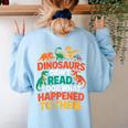 English Teacher Dinosaurs Didn’t Read What Happened To Them Women's Sweatshirt Back Print Light Blue English Teacher Dinosaurs Didn’t Read What Happened To Them Women's Sweatshirt Back Print Light Blue