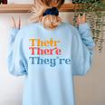English Teacher Their There Theyre Grammar Men Women Women's Sweatshirt Back Print Light Blue English Teacher Their There Theyre Grammar Men Women Women's Sweatshirt Back Print Light Blue