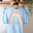 ESL Squad Teacher Crew Team Back To School English Rainbow Women's Sweatshirt Back Print Light Blue