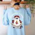 Espooky Vibes Maestra Halloween Spanish Mexican Teacher Women's Sweatshirt Back Print Light Blue