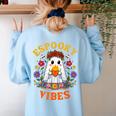 Espooky Vibes Spanish Mexican Halloween Ghost Teachers Women's Sweatshirt Back Print Light Blue