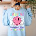 Everyone Communicates Differently Autism Awareness Teacher Women's Sweatshirt Back Print Light Blue Everyone Communicates Differently Autism Awareness Teacher Women's Sweatshirt Back Print Light Blue