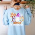 Fab Boo Lous Infant Teacher Halloween Costume Women's Sweatshirt Back Print Light Blue