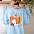 Fall Book Pumpkin Ghost Reading Books Halloween Teacher Women's Sweatshirt Back Print Light Blue Fall Book Pumpkin Ghost Reading Books Halloween Teacher Women's Sweatshirt Back Print Light Blue