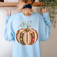 Fall Book Pumpkin Fall Librarians Bookworm Teachers Students Women's Sweatshirt Back Print Light Blue