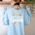 Fall For A Great Book Reading Librarian Autumn Teacher Women's Sweatshirt Back Print Light Blue