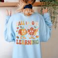 Fall In Love With Learning Retro Autumn Thanksgiving Teacher Women's Sweatshirt Back Print Light Blue Fall In Love With Learning Retro Autumn Thanksgiving Teacher Women's Sweatshirt Back Print Light Blue
