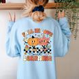 Fall In Love With Learning Teacher Retro Thanksgiving Women's Sweatshirt Back Print Light Blue