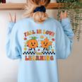 Fall In Love With Learning Teacher Student Autumn Pumpkin Women's Sweatshirt Back Print Light Blue Fall In Love With Learning Teacher Student Autumn Pumpkin Women's Sweatshirt Back Print Light Blue