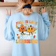 Fall In Love With Learning Fall Teacher Thanksgiving Retro Women's Sweatshirt Back Print Light Blue