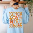 Fall In Love With Music Groovy Thanksgiving Music Teacher Men Women Girls Kids Women's Sweatshirt Back Print Light Blue Fall In Love With Music Groovy Thanksgiving Music Teacher Men Women Girls Kids Women's Sweatshirt Back Print Light Blue