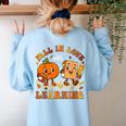Fall In Love With Reading Book Autumn Pumpkins And Teachers Women's Sweatshirt Back Print Light Blue Fall In Love With Reading Book Autumn Pumpkins And Teachers Women's Sweatshirt Back Print Light Blue