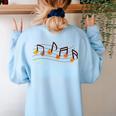 Fall Music Teacher Halloween Pumpkin Music Note Fall Teacher Women's Sweatshirt Back Print Light Blue