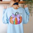 Fall Pumpkin Books Lover Halloween Teacher Teaching Staff Women's Sweatshirt Back Print Light Blue Fall Pumpkin Books Lover Halloween Teacher Teaching Staff Women's Sweatshirt Back Print Light Blue