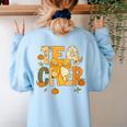Fall Teacher Pumpkin Coquette Bow Autumn Classroom Women's Sweatshirt Back Print Light Blue Fall Teacher Pumpkin Coquette Bow Autumn Classroom Women's Sweatshirt Back Print Light Blue