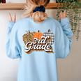 Fall Teacher Shirt 3rd Grade Teacher Retro Halloween Pumpkin Women's Sweatshirt Back Print Light Blue Fall Teacher Shirt 3rd Grade Teacher Retro Halloween Pumpkin Women's Sweatshirt Back Print Light Blue