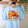 Fall Vibes Costume Teacher Thanksgiving Leopard Gnome Women's Sweatshirt Back Print Light Blue Fall Vibes Costume Teacher Thanksgiving Leopard Gnome Women's Sweatshirt Back Print Light Blue