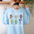 My Favorite Monsters Call Me Teacher Thank Mummy Vampire Bat Women's Sweatshirt Back Print Light Blue