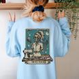 FCS Teacher Skeleton Halloween Family And Consumer Science Women's Sweatshirt Back Print Light Blue