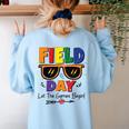 Field Day 2025 Let The Games Begin Kids Boys Girls Teachers Women's Sweatshirt Back Print Light Blue Field Day 2025 Let The Games Begin Kids Boys Girls Teachers Women's Sweatshirt Back Print Light Blue