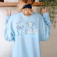 Fifth Grade Team Coquette Bow 5th Grade Teacher Girl Kid Women's Sweatshirt Back Print Light Blue