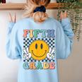 Fifth Grade Team Teachers Boys Girls Retro Smile 5th Grade Women's Sweatshirt Back Print Light Blue