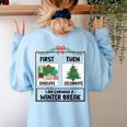 First Educate Then Celebrate Christmas Teacher Winter Break Women's Sweatshirt Back Print Light Blue First Educate Then Celebrate Christmas Teacher Winter Break Women's Sweatshirt Back Print Light Blue