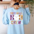 First Grade Boo Crew Teacher Student Halloween Costume Women's Sweatshirt Back Print Light Blue