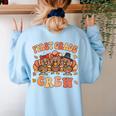 First Grade Crew Thanksgiving Fall Teacher 1st Grade Team Women's Sweatshirt Back Print Light Blue First Grade Crew Thanksgiving Fall Teacher 1st Grade Team Women's Sweatshirt Back Print Light Blue