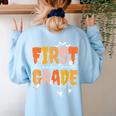 First Grade Dream Retro Team Fall Halloween Spooky Teachers Women's Sweatshirt Back Print Light Blue First Grade Dream Retro Team Fall Halloween Spooky Teachers Women's Sweatshirt Back Print Light Blue