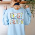 First Grade Dream Team 1st Grade Teacher First Day Of School Women's Sweatshirt Back Print Light Blue
