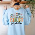 First Grade Teacher Wildflower Back To School Floral Outfits Women's Sweatshirt Back Print Light Blue First Grade Teacher Wildflower Back To School Floral Outfits Women's Sweatshirt Back Print Light Blue