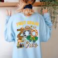First Grade Zoo Field Trip Squad Matching Teacher Students Women's Sweatshirt Back Print Light Blue