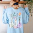 Flowers Test Tube Chemistry Student Science Teacher Women Women's Sweatshirt Back Print Light Blue Flowers Test Tube Chemistry Student Science Teacher Women Women's Sweatshirt Back Print Light Blue