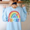 Fri-Yay Friyay Rainbow Colors Teacher Childrens Fun Designs Women's Sweatshirt Back Print Light Blue Fri-Yay Friyay Rainbow Colors Teacher Childrens Fun Designs Women's Sweatshirt Back Print Light Blue