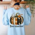 Fun Fall Book Lover Cute Teacher Student Halloween Women's Sweatshirt Back Print Light Blue Fun Fall Book Lover Cute Teacher Student Halloween Women's Sweatshirt Back Print Light Blue