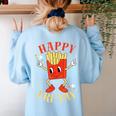 Fun Teacher Happy Fri Yay French Fries Friday Lovers Women's Sweatshirt Back Print Light Blue