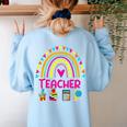 Future Kids Career Teacher Rainbow Boy Girl Graduations Women's Sweatshirt Back Print Light Blue