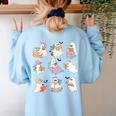 Ghost Book Reading Halloween Books Lover Teacher Kids Women's Sweatshirt Back Print Light Blue Ghost Book Reading Halloween Books Lover Teacher Kids Women's Sweatshirt Back Print Light Blue