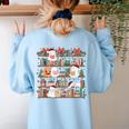 Ghost Christmas Reading Book Lover Library Christmas Teacher Women's Sweatshirt Back Print Light Blue Ghost Christmas Reading Book Lover Library Christmas Teacher Women's Sweatshirt Back Print Light Blue
